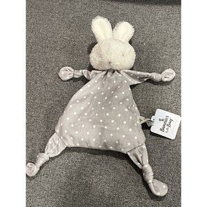 Bunnies By The Bay Plush Bunny Rabbit Knots Gray Polka Dot Baby Lovey Friend New